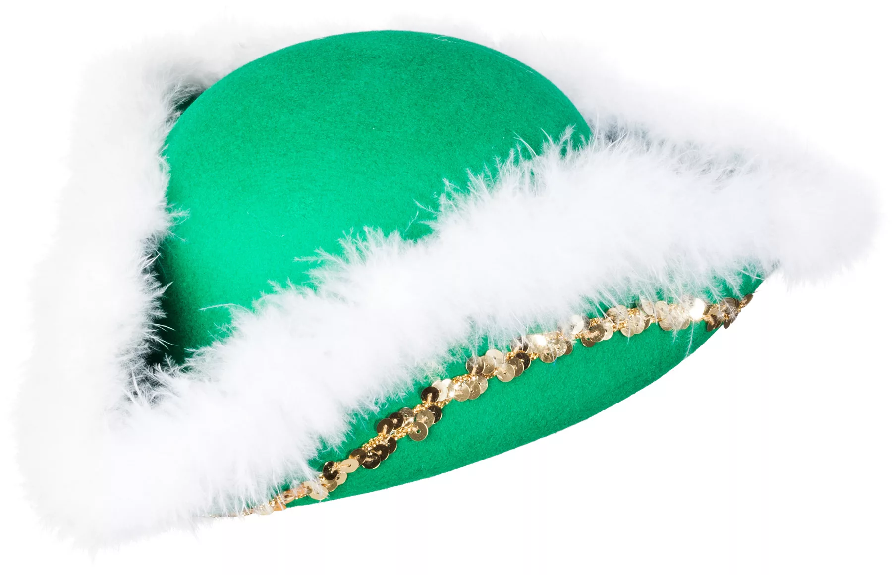 Dreispitz dunkelgrün mit Borte und Marabou