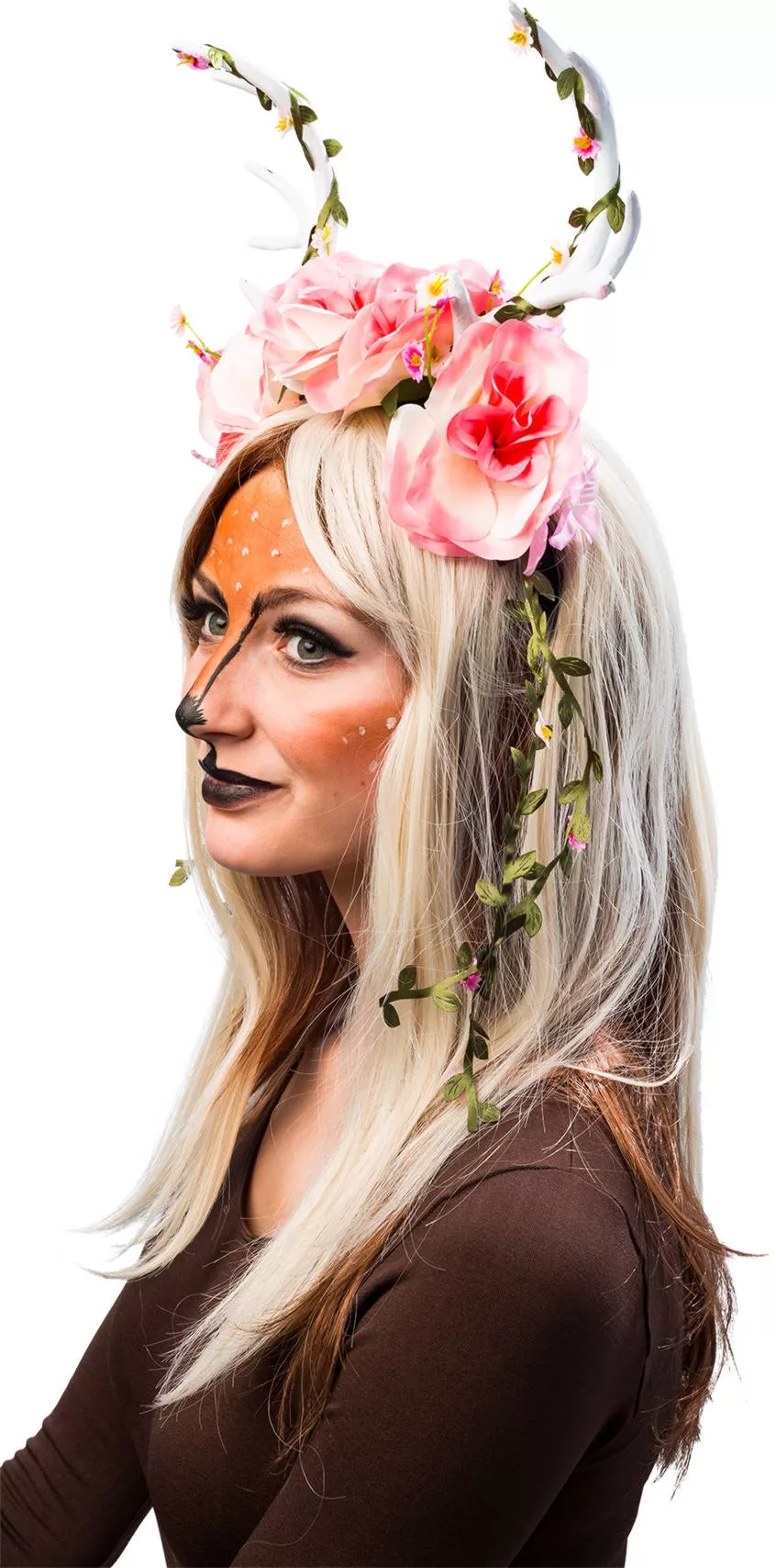 Haarreif Geweih weiß mit Blumen – Bild 2