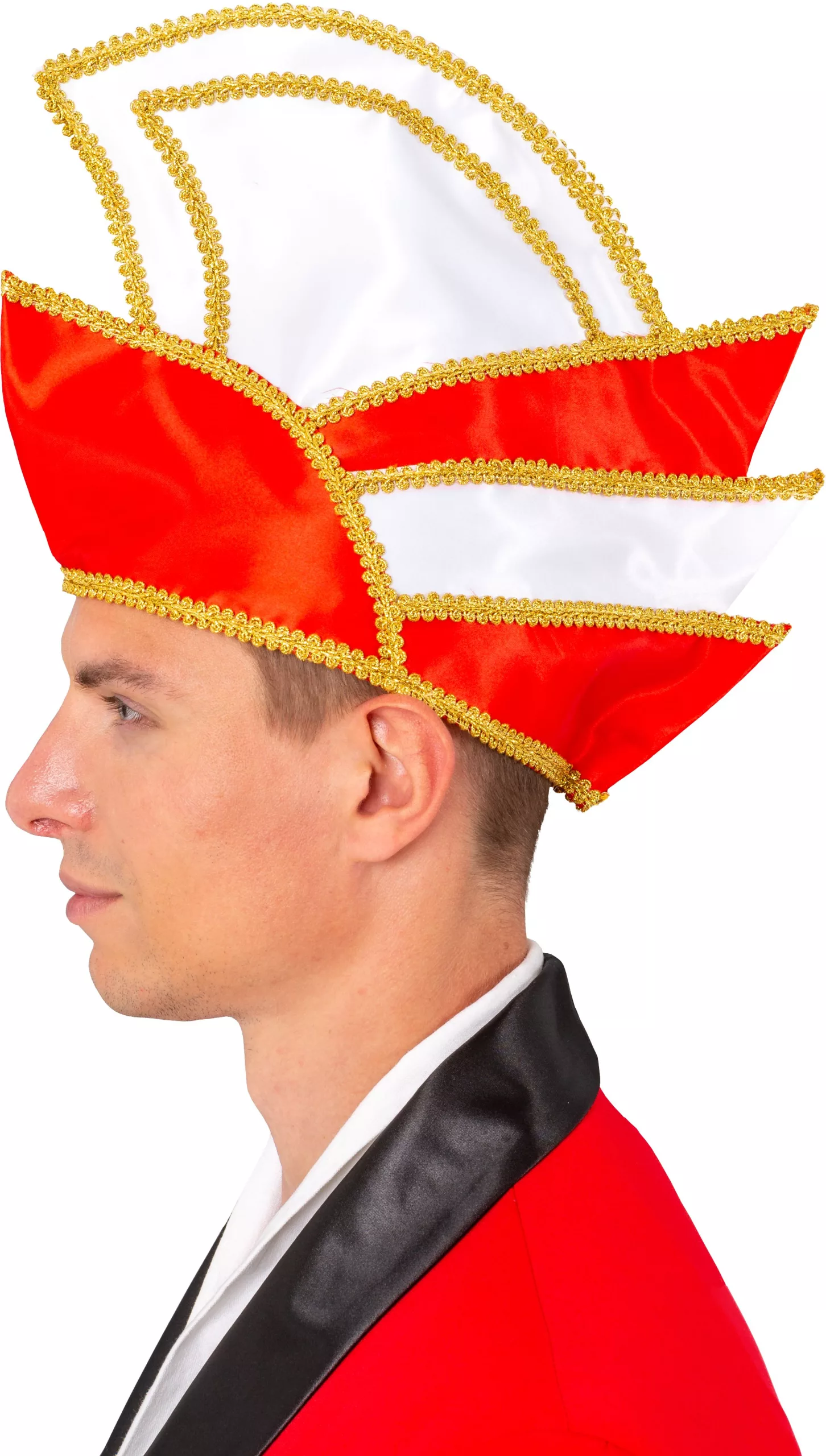 Komiteemütze, rot-weiß mit Goldborte – Bild 2