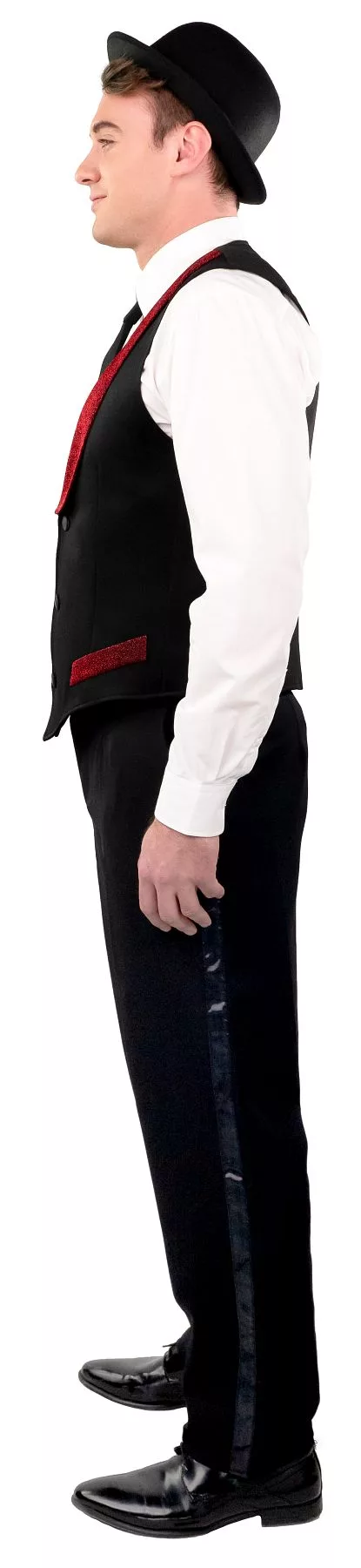 Weste schwarz mit Lurexkragen, rot – Bild 2