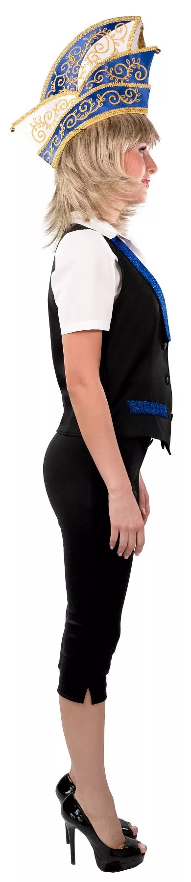Weste schwarz mit Lurexkragen, blau – Bild 3