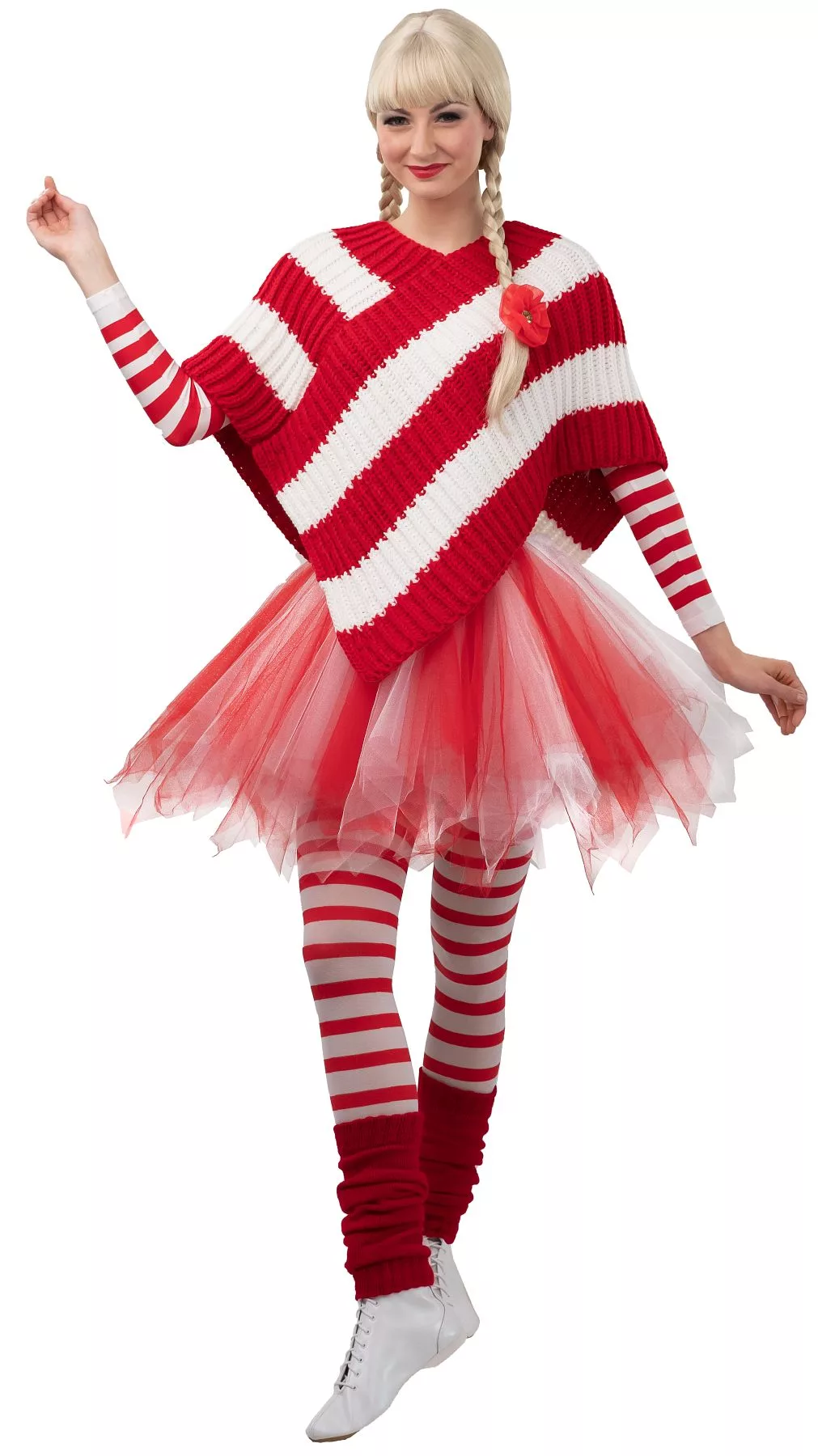 Poncho, rot-weiß – Bild 2